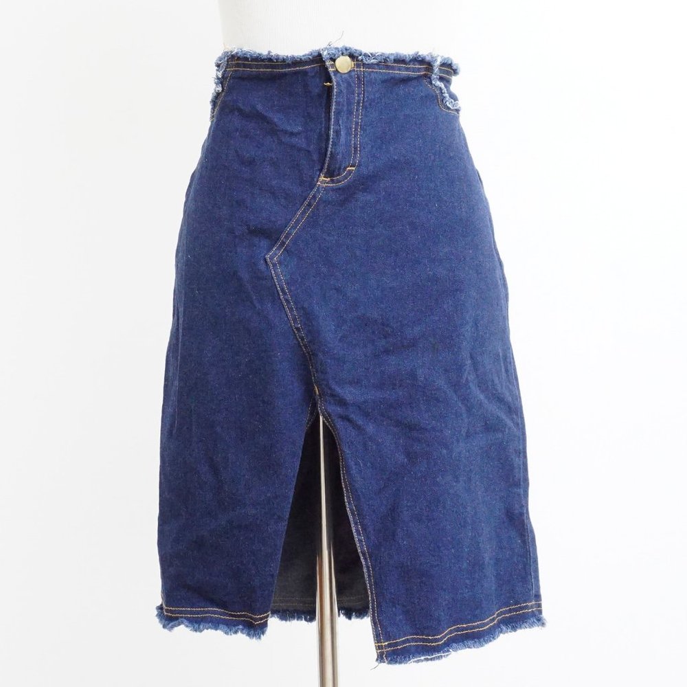 SALE Vintage Y2K Raw Hem Split Front Denim Skirt M